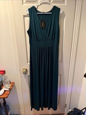Tesori Deep Teal Sleeveless V-Neck Maxi Dress